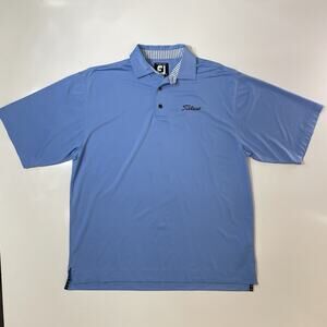 Footjoy FJ Prodry Lisle Golf Polo Shirt Mens L Light Blue Performance Stretch